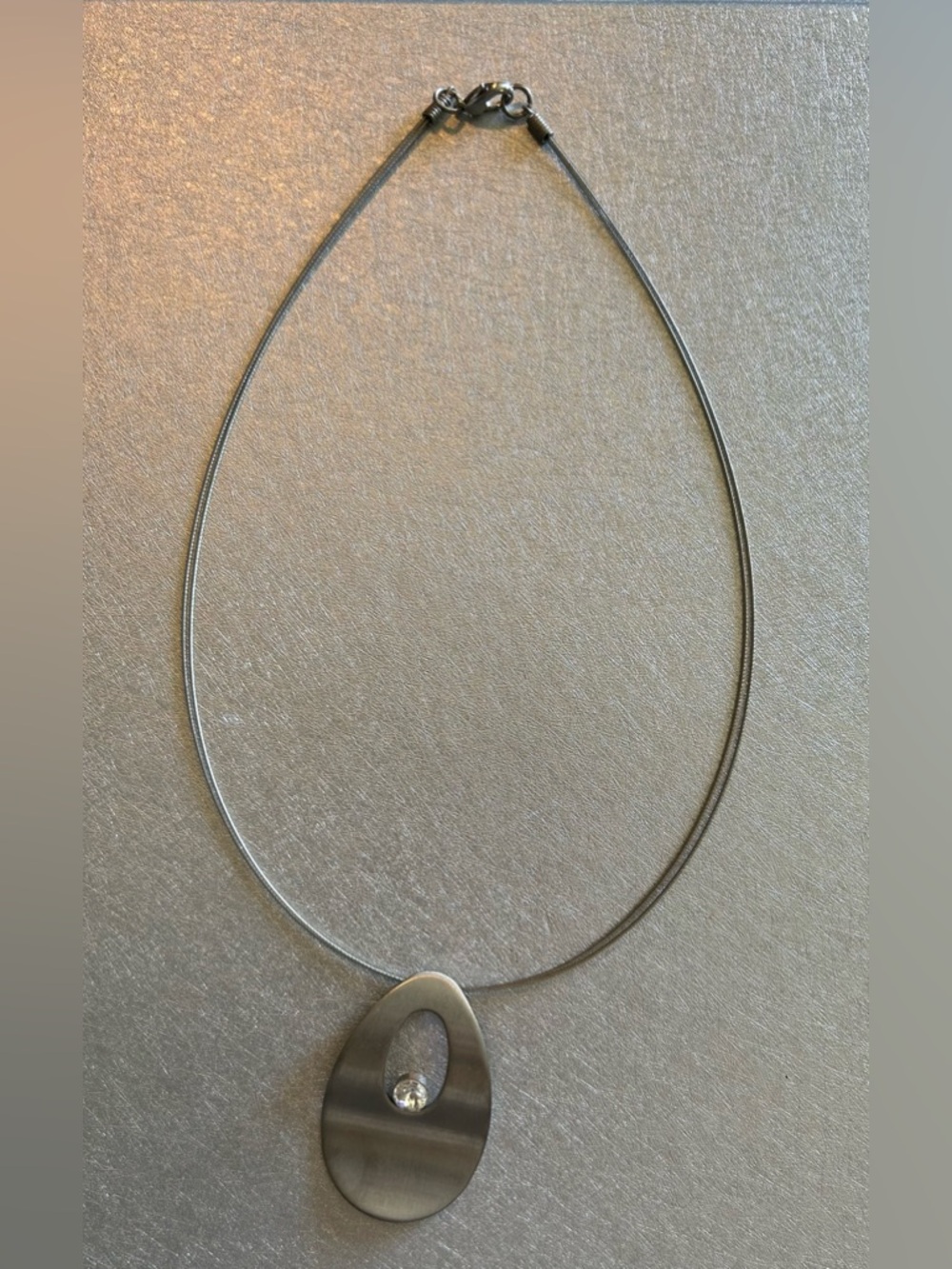 Minimalist Silver-Tone Pendant Necklace with Clear Crystal Accent
